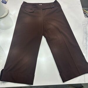 Cache Brown Cropped Ankle Pants Wide-Leg